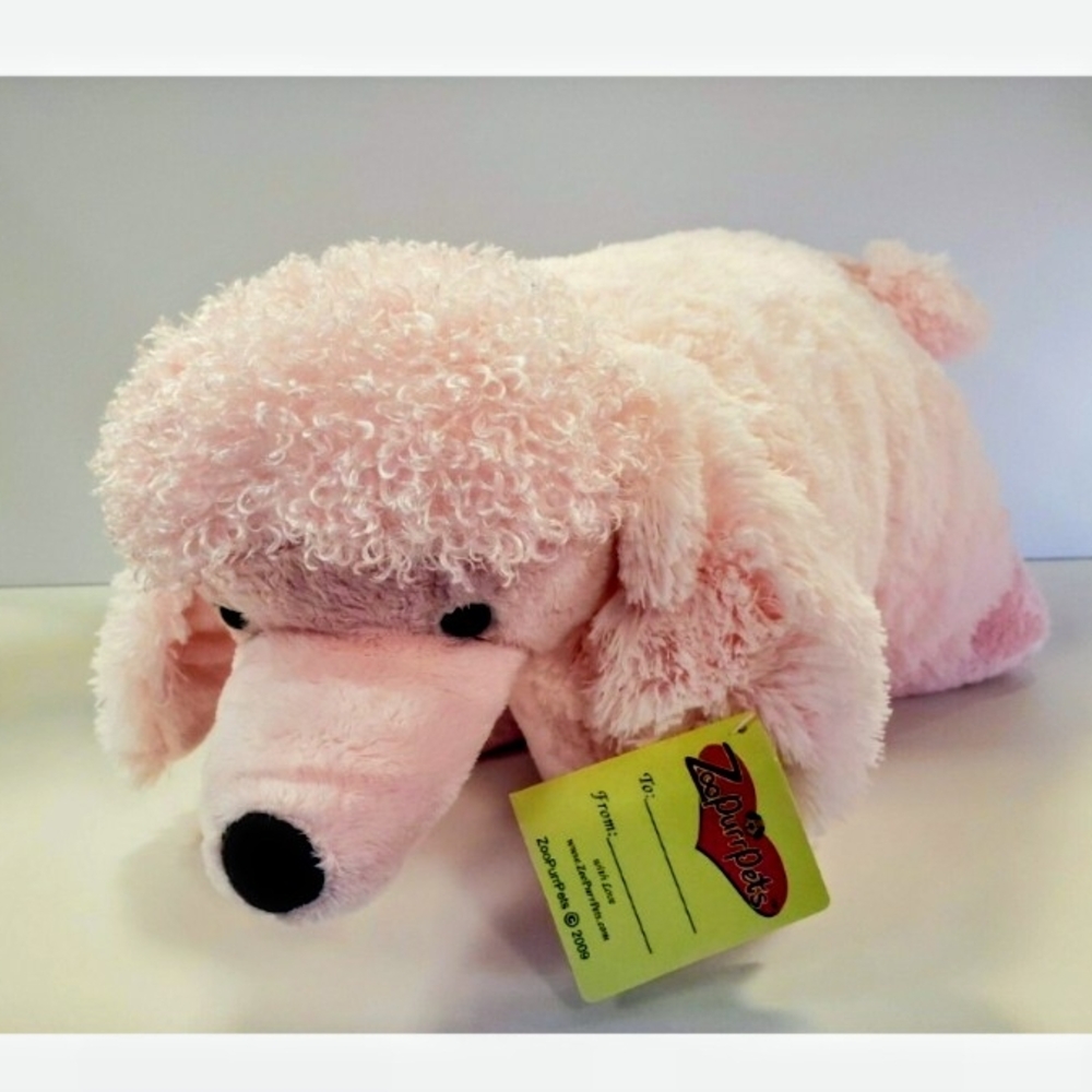 Pink Poodle Plush Baby Pillow